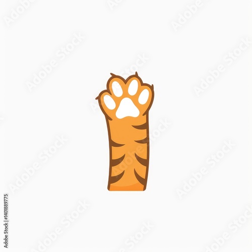Cute cartoon tiger paw.  A stylized paw, orange and white, with tiger stripes