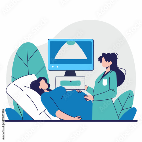 Pregnant Woman Character Lying Comfortably for Health Consultation