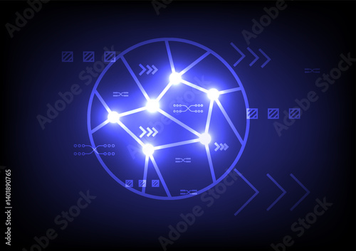 abstract blue background and circle network technology