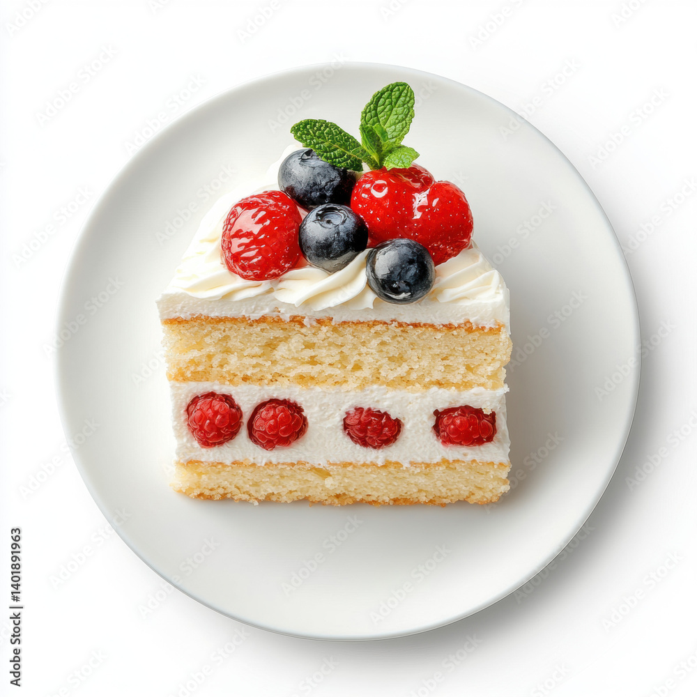 Delicious cheesecake with fresh berries and cream on a plate Delicious cheesecake with fresh berries and cream on a plate