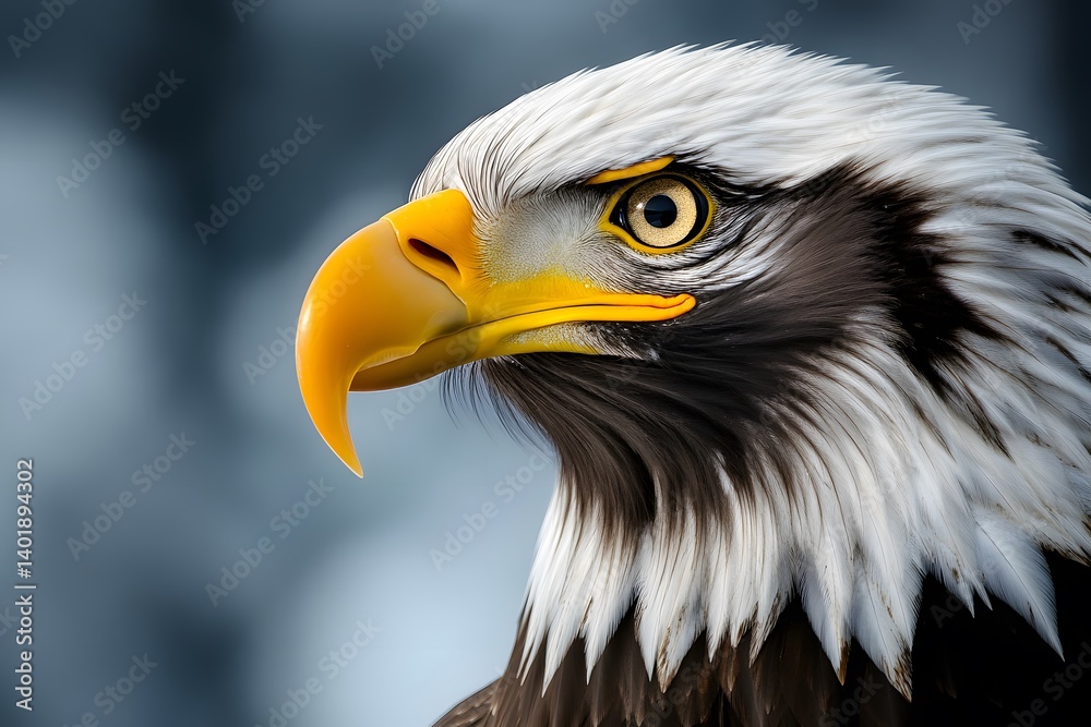 Fototapeta premium Majestic Bald Eagle Profile Close Up Portrait Photography