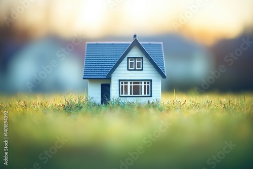 Wallpaper Mural Miniature house in a grassy field at sunset Torontodigital.ca