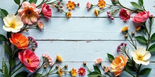 Obraz na płótnie Muted floral wreath with dried flowers and foliage on a distressed wood background , texture, floral w salonie