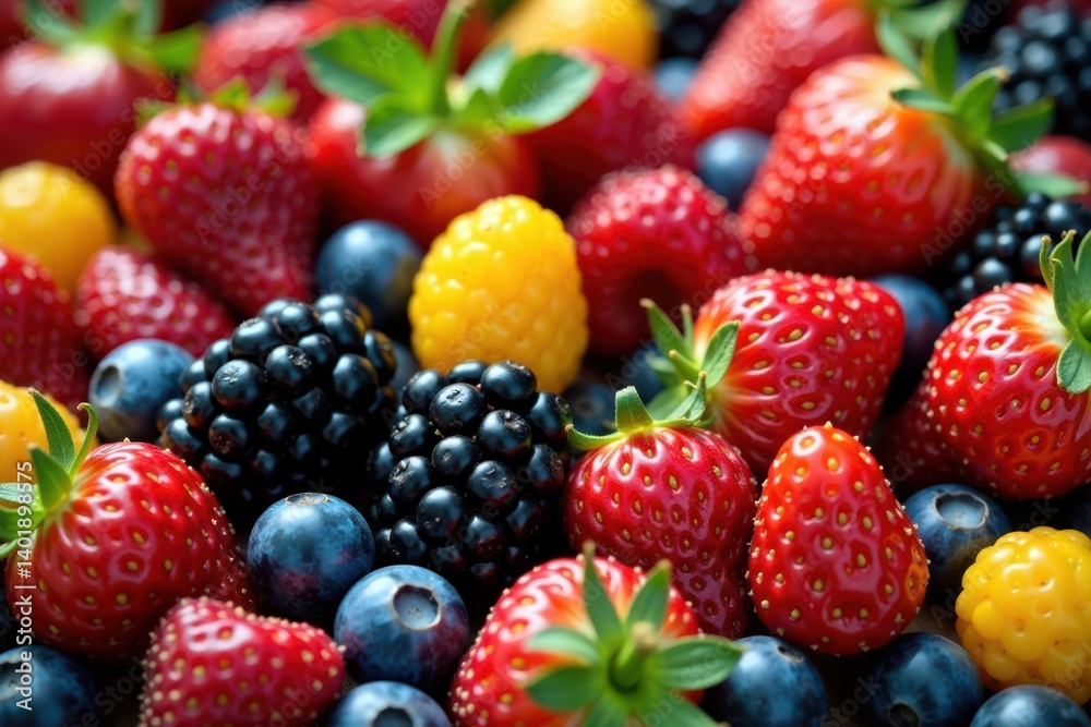 Fresh mixed berry patch with various colorful berries and vegetables , garden, farm Fresh mixed berry patch with various colorful berries and vegetables , garden, farm