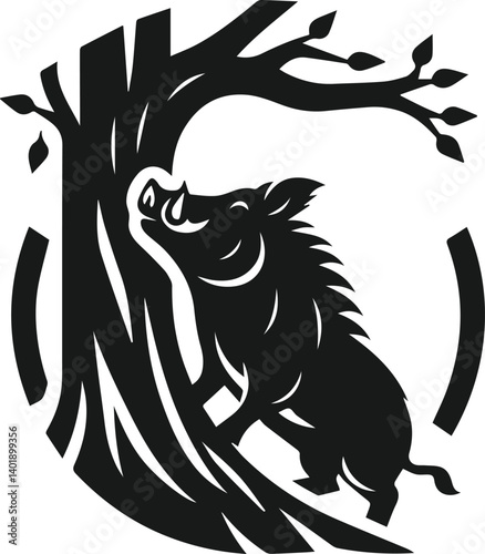 Wild boar silhouette animal vector