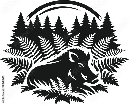 Wild boar silhouette animal vector