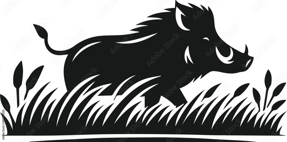 Obraz premium Wild boar silhouette animal vector