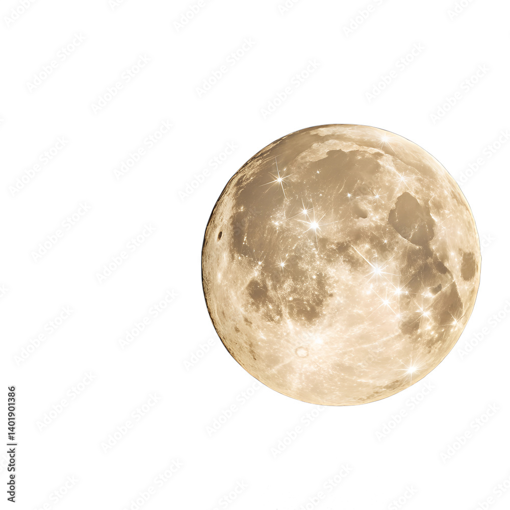 Naklejka premium moon with glowing stars on transparent background