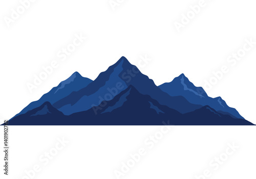 Blue ridge mountain silhouette. This image highlights a black silhouette of a jagged mountain range with bold peaks and sharp contours. Vector black clipart illustration design.