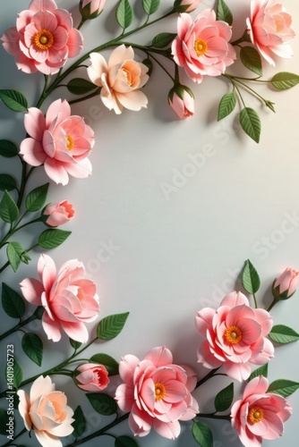 Artificial flowers wall in a vintage style with pastel colors and soft light, pastel, garden