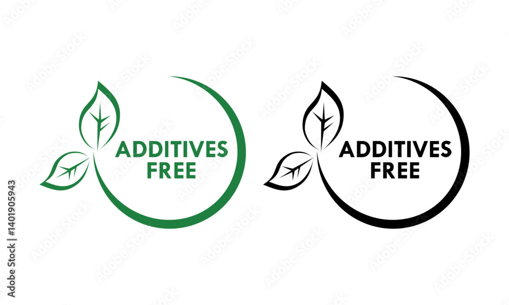 Additives free logo template illustration. Vector logo skincare cosmetic or skin and health safe product with no paraben package design
