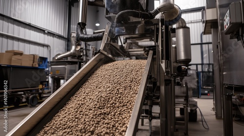 Obraz na płótnie Pet food production line showing real-time analytics screen for performance monitoring w salonie