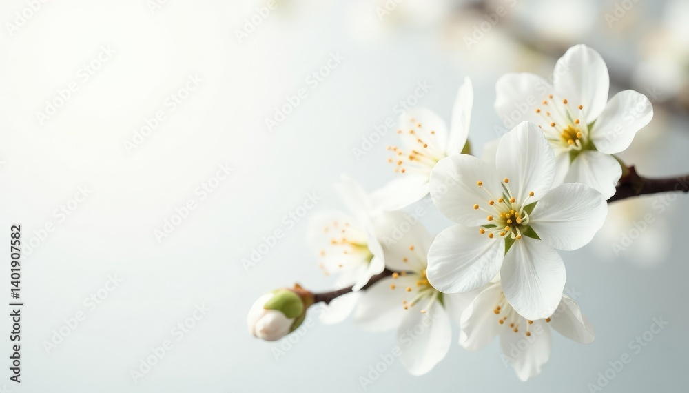 Delicate white blossoms against pure white, soft focus , tranquility, plant, peace Delicate white blossoms against pure white, soft focus , tranquility, plant, peace