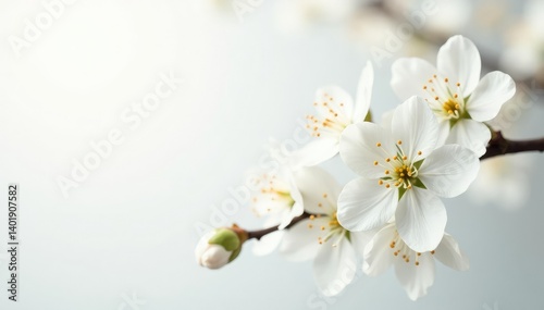 Delicate white blossoms against pure white, soft focus , tranquility, plant, peace