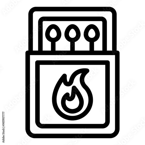 fire starter outline icon with matchbox gear pack