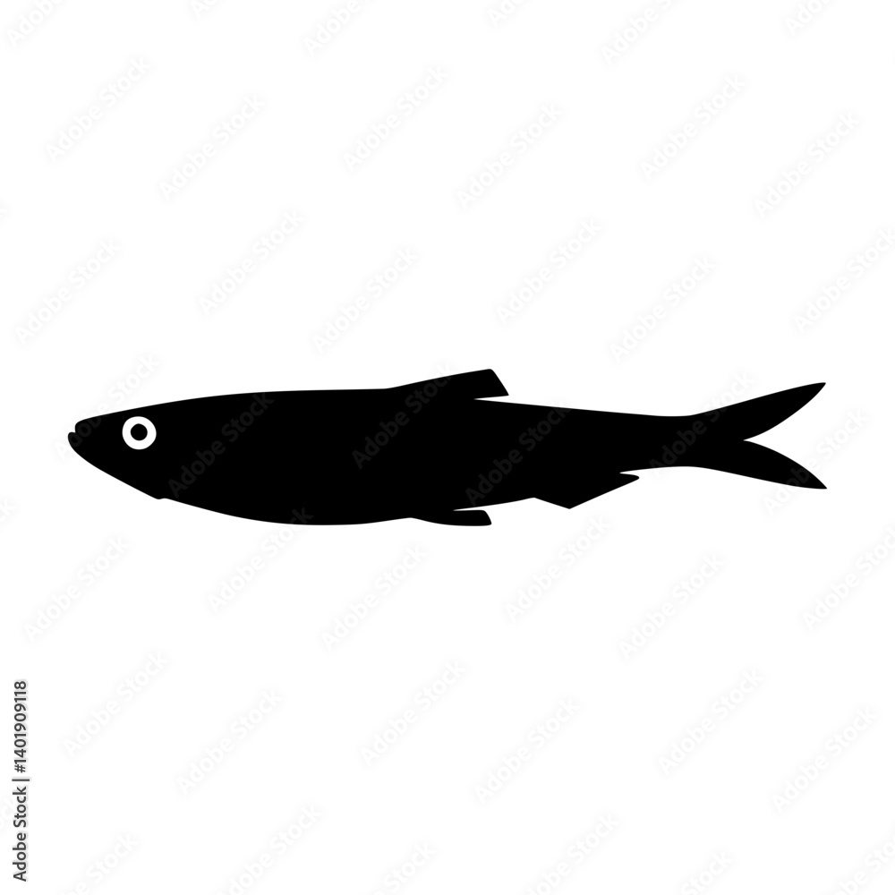 Obraz premium Fish Silhouette Icon - Black Vector