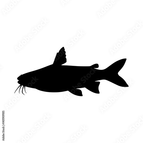 African Butter Catfish Silhouette Vector Illustration