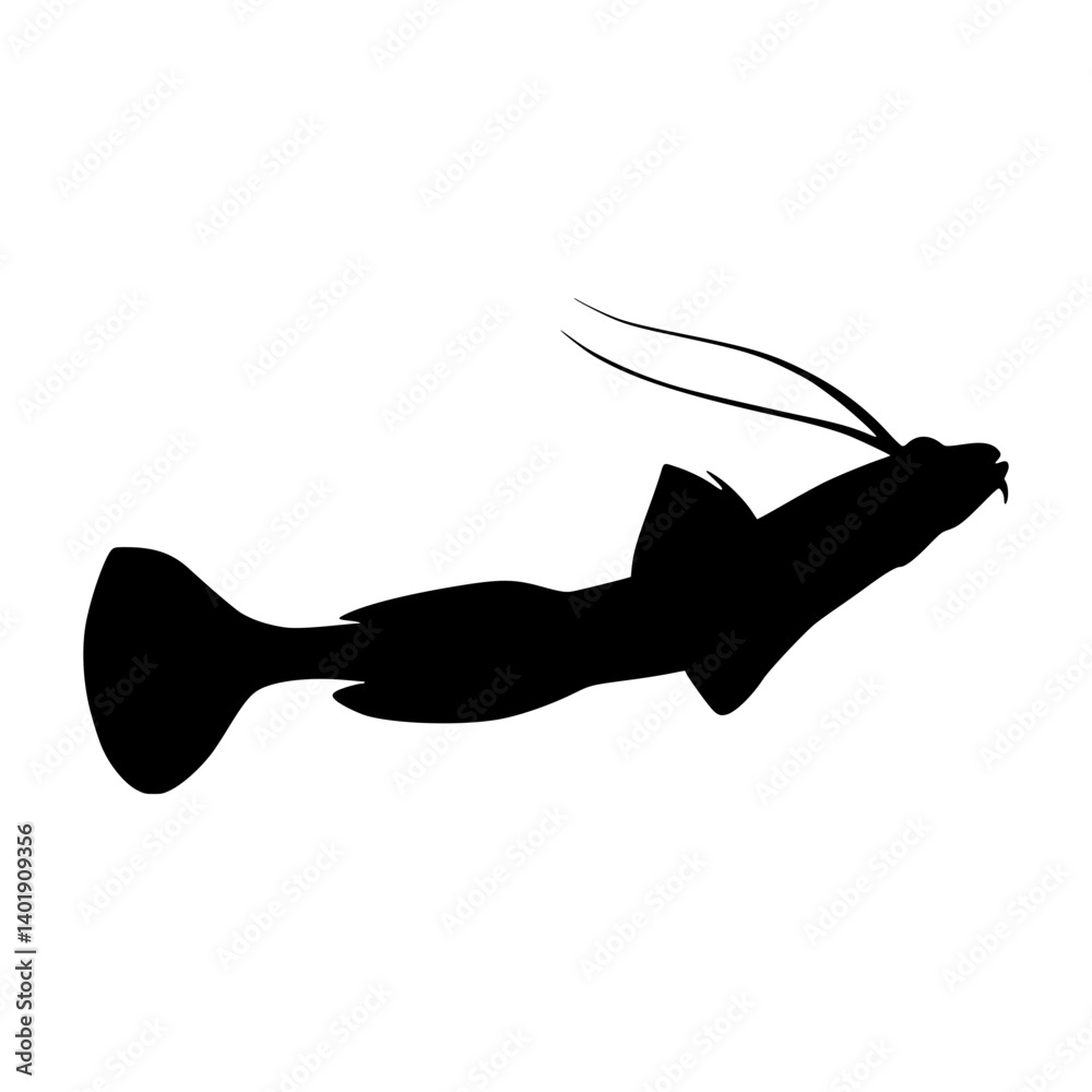 Silhouetted Catfish Vector Graphic Silhouetted Catfish Vector Graphic