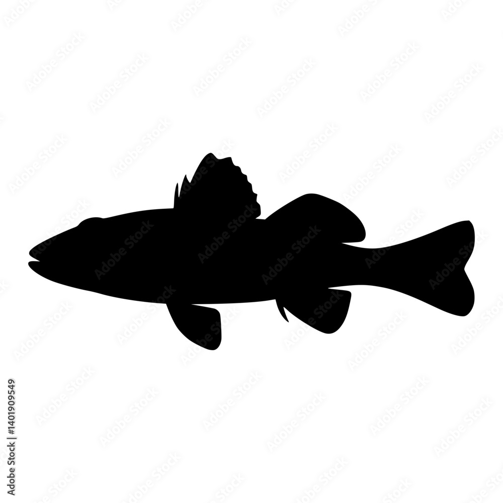 Alpine Bullhead Fish Silhouette Vector Icon Alpine Bullhead Fish Silhouette Vector Icon