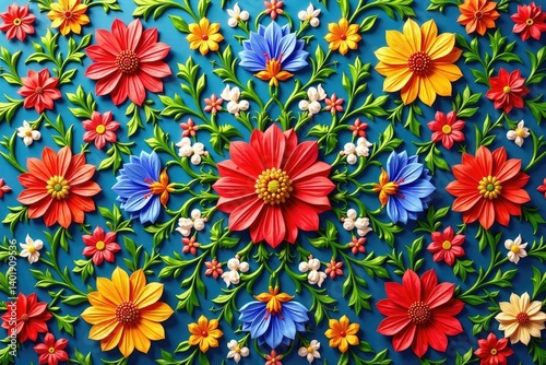 Wallpaper Mural Intricate floral textile design, repeating motif , vintage, style, floral pattern Torontodigital.ca