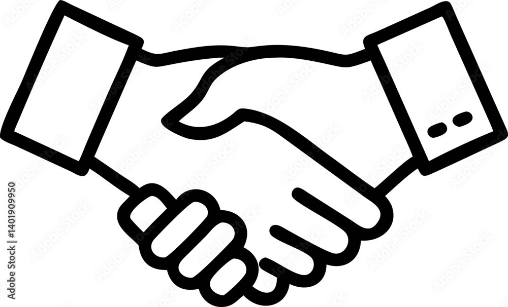 simple black and white line drawing of handshake symbolizes agreement and partnership. image conveys sense of cooperation and mutual understanding simple black and white line drawing of handshake symbolizes agreement and partnership. image conveys sense of cooperation and mutual understanding