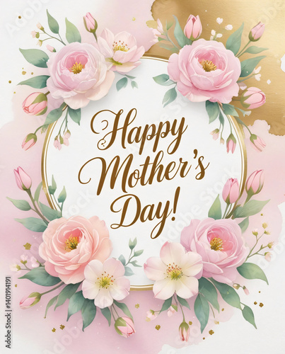 A beautiful Mother's Day card with a delicate flower illustration.