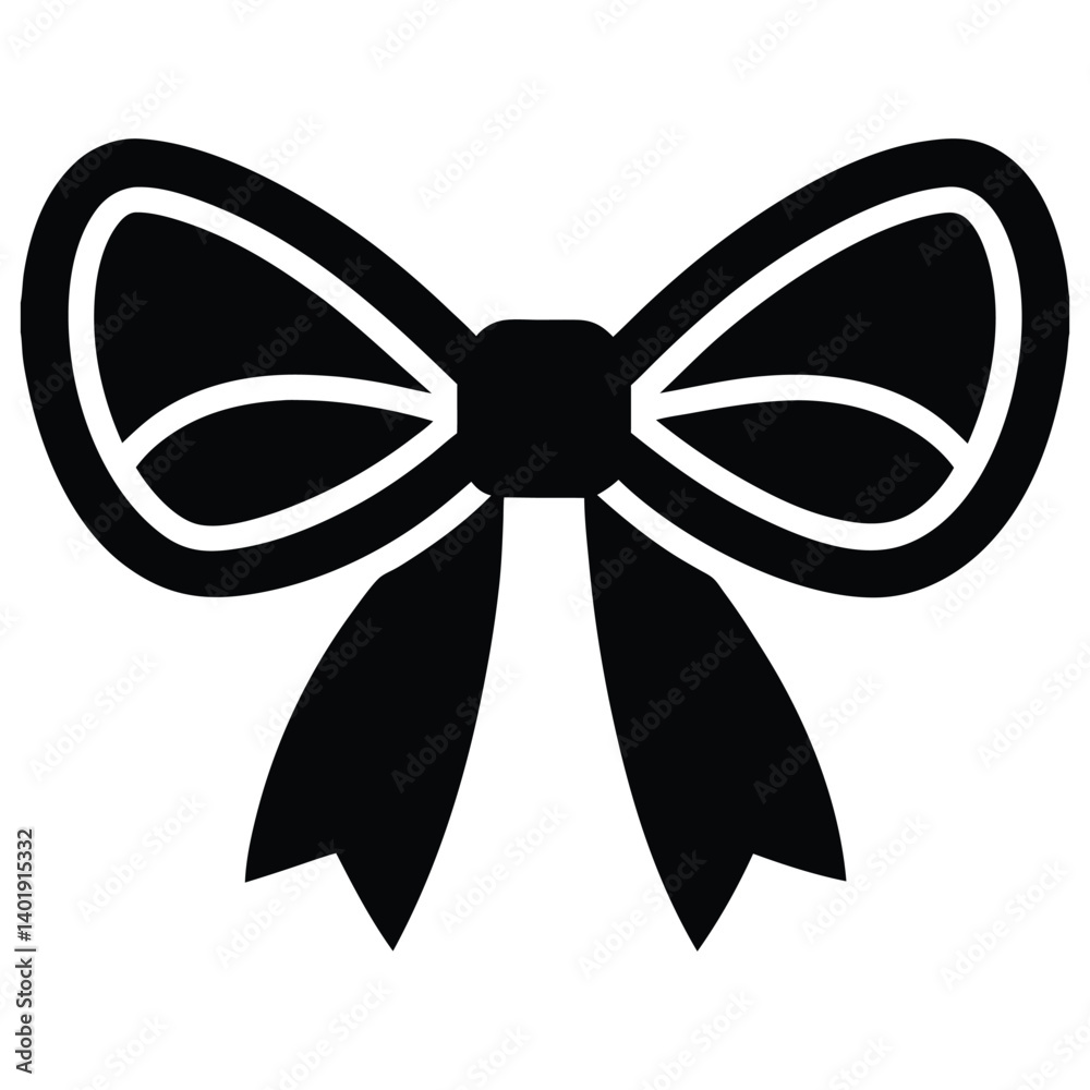 A simple and elegant ribbon bow icon with a smooth design, perfect for decoration and gift wrapping A simple and elegant ribbon bow icon with a smooth design, perfect for decoration and gift wrapping