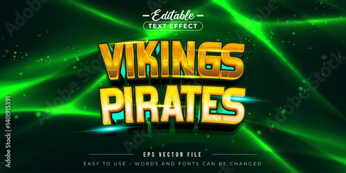 3d viking pirates editable text effect.