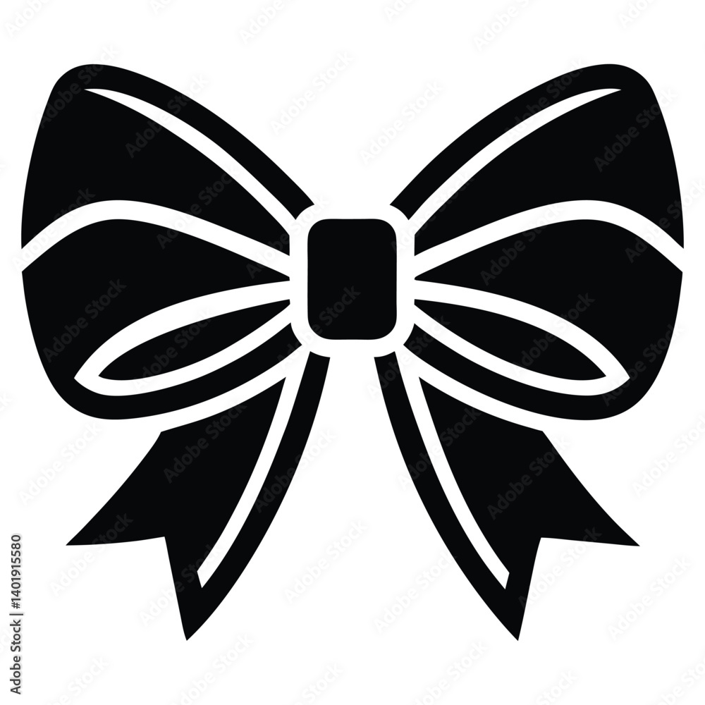 A simple and elegant ribbon bow icon with a smooth design, perfect for decoration and gift wrapping A simple and elegant ribbon bow icon with a smooth design, perfect for decoration and gift wrapping