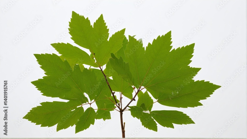 A Delicate Dance of Green: Exploring the Intricate Beauty of a Branch Adorned with Fresh Leaves Against a Clean Backdrop. A Delicate Dance of Green: Exploring the Intricate Beauty of a Branch Adorned with Fresh Leaves Against a Clean Backdrop.