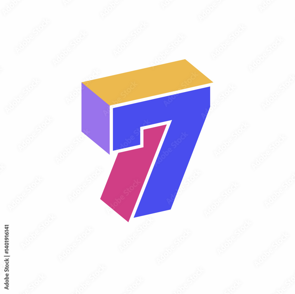Modern 3D isometric number 7 logo with vibrant gradient colors. Perfect for branding, marketing, business identity, and creative design projects. High-quality vector illustration Modern 3D isometric number 7 logo with vibrant gradient colors. Perfect for branding, marketing, business identity, and creative design projects. High-quality vector illustration