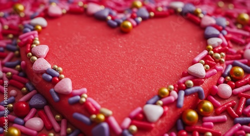 Crimson Heart's Confetti Kiss AI Generated