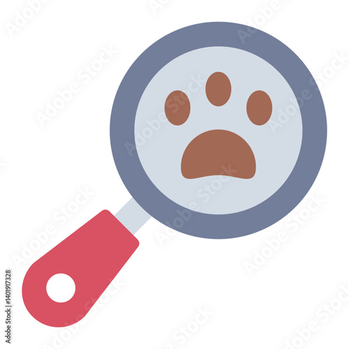 tracking search flat icon with paw print