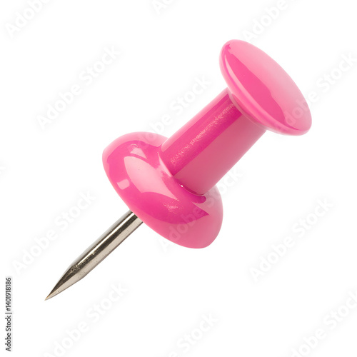 pink push pin isolated on transparent background