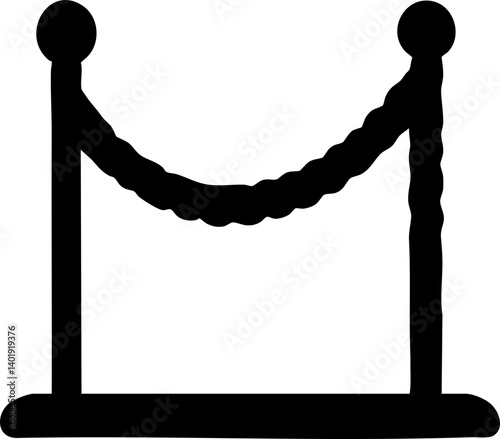 Rope Barrier Icon - Black and White Vector Illustration