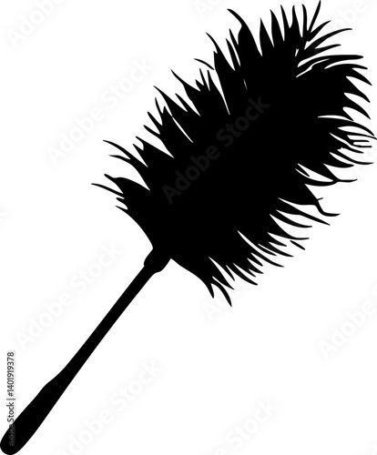 Silhouette of a Feather Duster on White