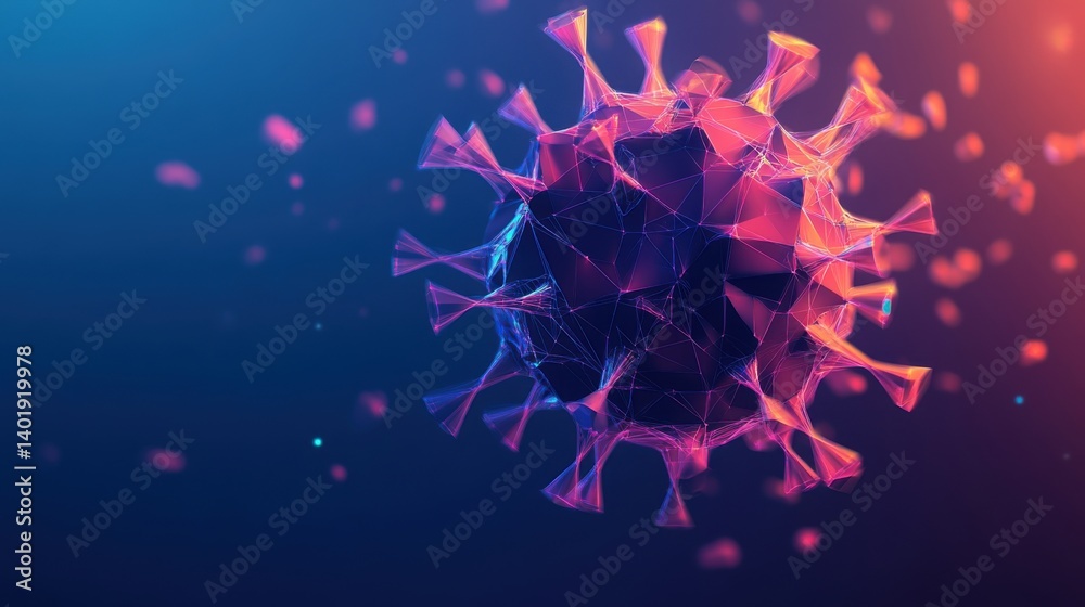 an abstract low-poly design of a virus