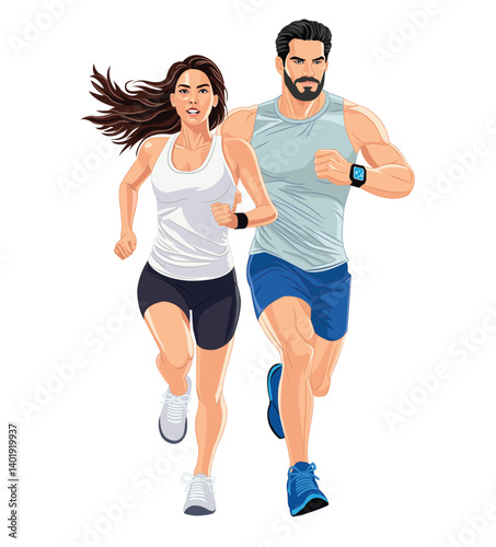 Young couple jogging together