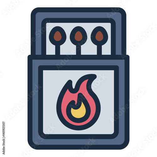 fire starter filled line icon with matchbox gear pack