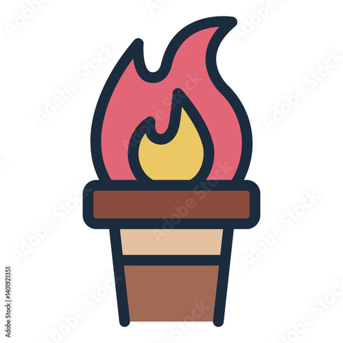 firelight filled line icon for night hunting torch gear