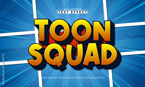 toon squad editable text effect with a comic and kids text style