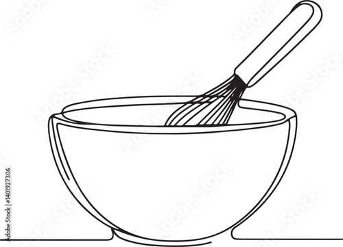Minimalist Mixing Bowl Line Drawing Vector Art