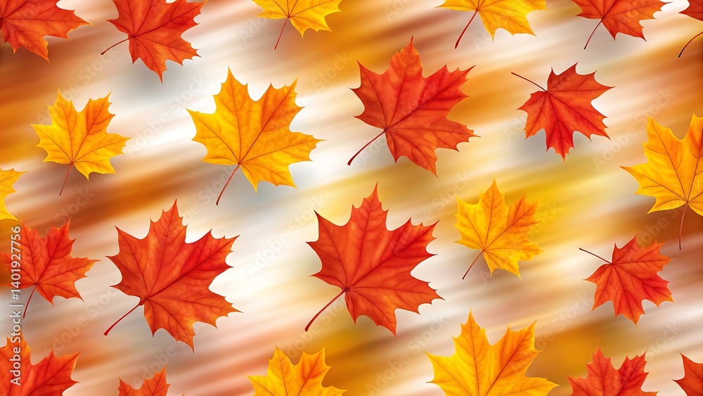 Autumn leaves background. Red and orange maple leaves on blurred background. Autumn leaves background. Red and orange maple leaves on blurred background.