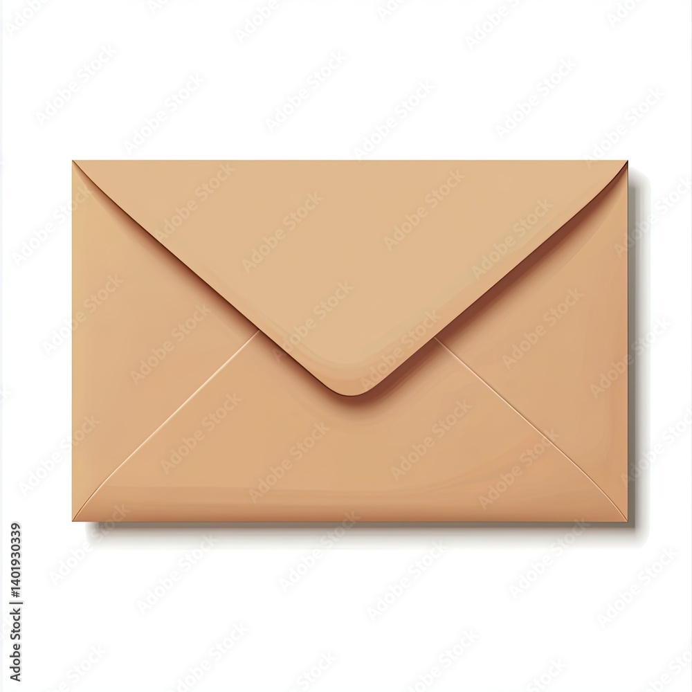 Beige envelope, closed, ready for mail Beige envelope, closed, ready for mail