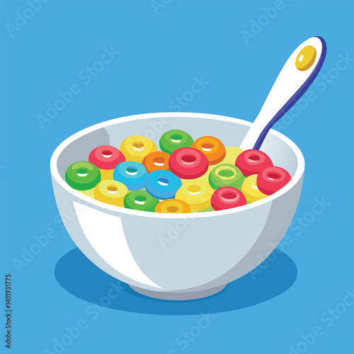 Vector illustration of a bowl of Macaroni, Cereal Bowl