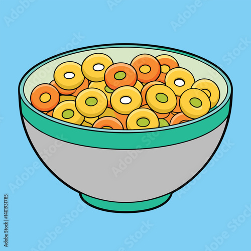 Vector illustration of a bowl of Macaroni, Cereal Bowl