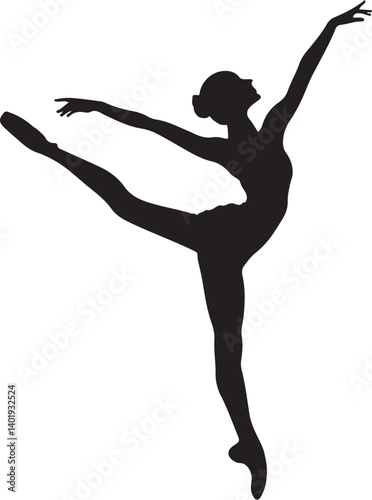Black silhouette of a ballerina in a graceful jump pose
