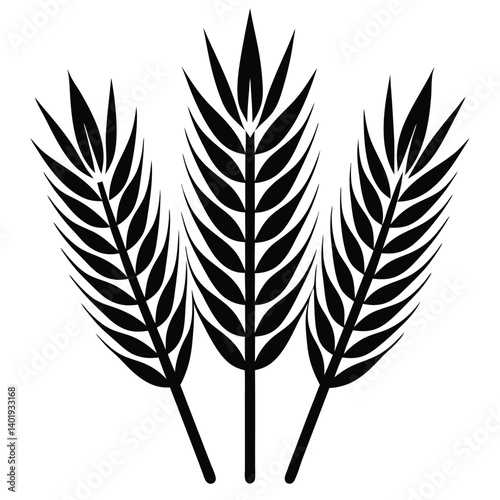 Ear of Wheat, Barley or Rye. Vector icon isolated on white background, simple Vector elements for design
