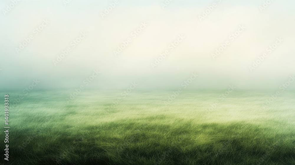 A grassy field is covered in a soft hazy atmospheric mist A grassy field is covered in a soft hazy atmospheric mist