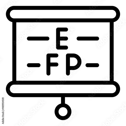 eye exam outline icon with snellen vision test board